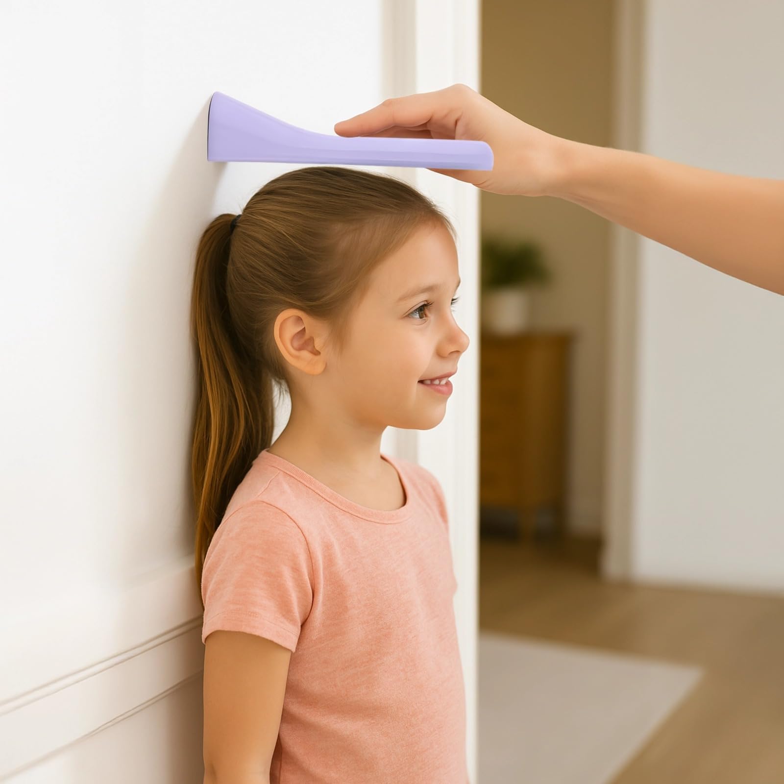 Ultraschall Körpergrößenmessgerät, tragbares kabelloses Höhenmessgerät, elektronisches Höhenlineal für Kinder und Erwachsene, 9,1 Zoll 23 cm, Violett