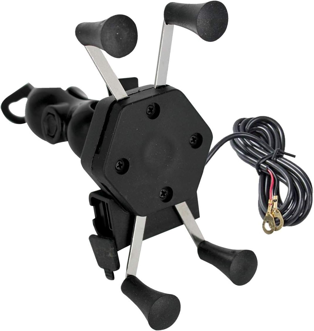 AutoSun Spider Bike Multifunctional Mobile Holder with USB Charger Mototrcycle Mobile Holder Bracket for Royal Enfield Twin Spark