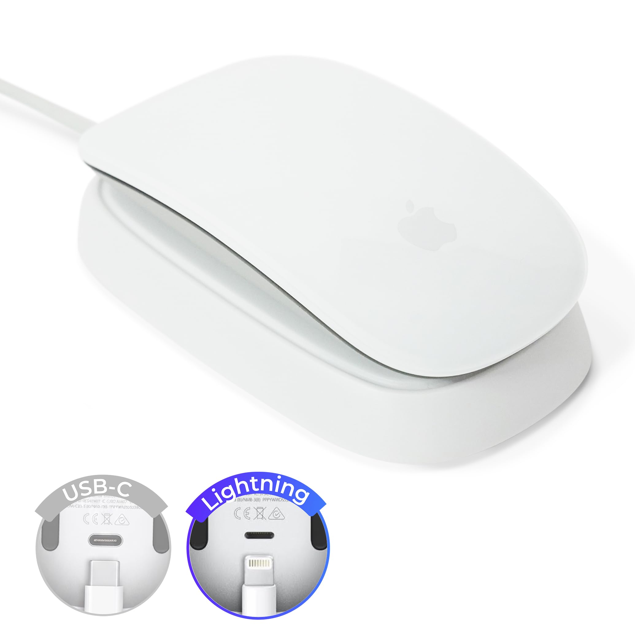 Ascrono - Apple Magic Mouse 2 ile Uyumlu Şarj İstasyonu - Beyaz