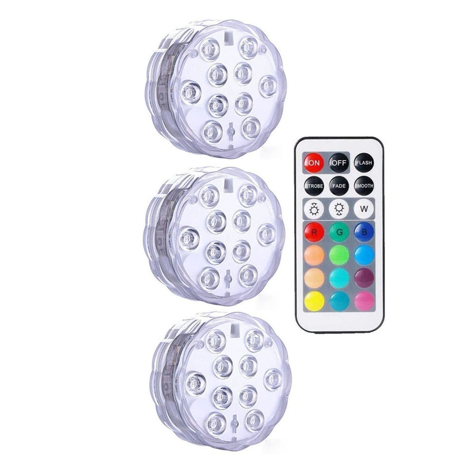 IP68 wodoodporne wielokolorowe zatapialne diody LED podwodna lampka nocna Tea Light wazon miska wesele świąteczne dekoracje Tworzenie Atmosfery(3 Lamp 1 controller)