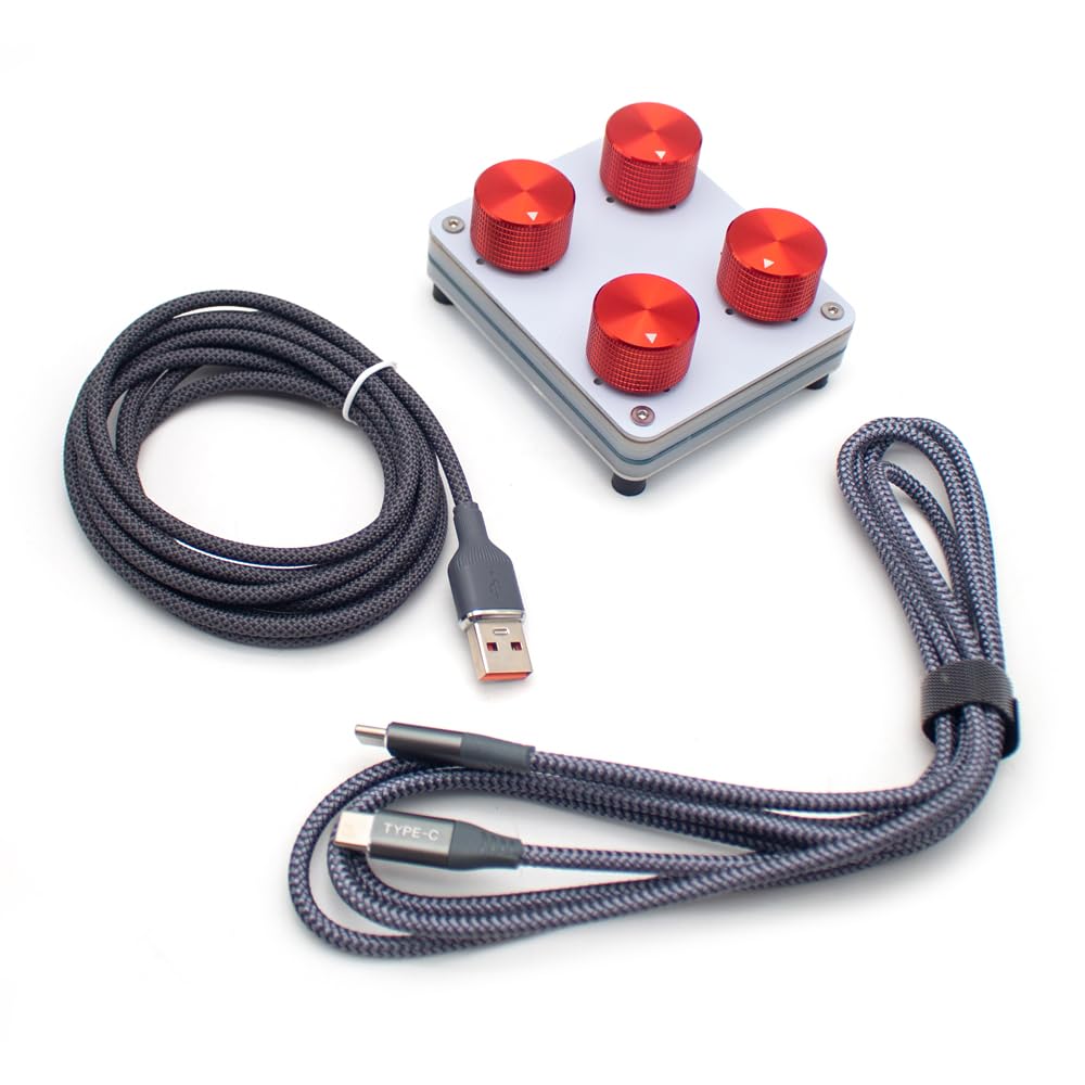 Controlador MIDI de 4 Botones con Mapeo CC Personalizable Interfaz USB-C para Software de Producción Musical Codificador Rotatorio de Precisión