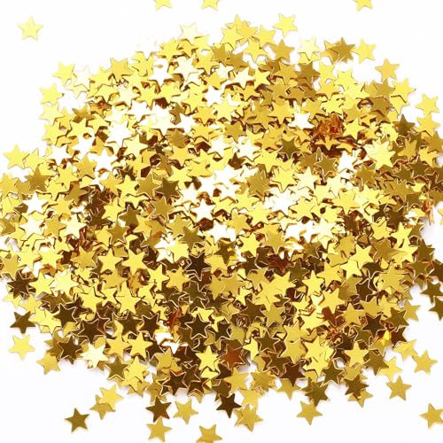 Image of Hestya Star Confetti Glitter Table Confetti Metallic Foil Stars for Graduation Wedding Birthday Party Decorations(Gold,6mm,60g)