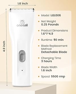oneisall Cat Clippers for Matted Hair, Quiet Cat Grooming kit, Cordless Pet Shaver for Long Hair, Waterproof Pet Hair Trimmer Clippers(White)