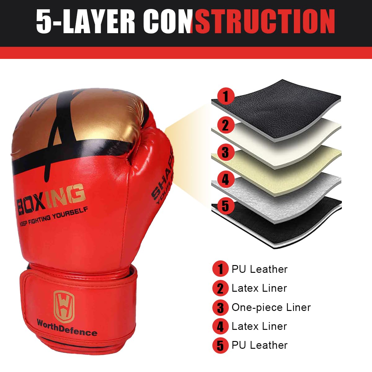 Gant de Boxe,Gants de Boxe,Gant Boxe pour Hommes,Femmes,Garçons et Filles,Gants Boxe avec Pic Épais pour Kickboxing,Sparring,Muay Thai,MMA