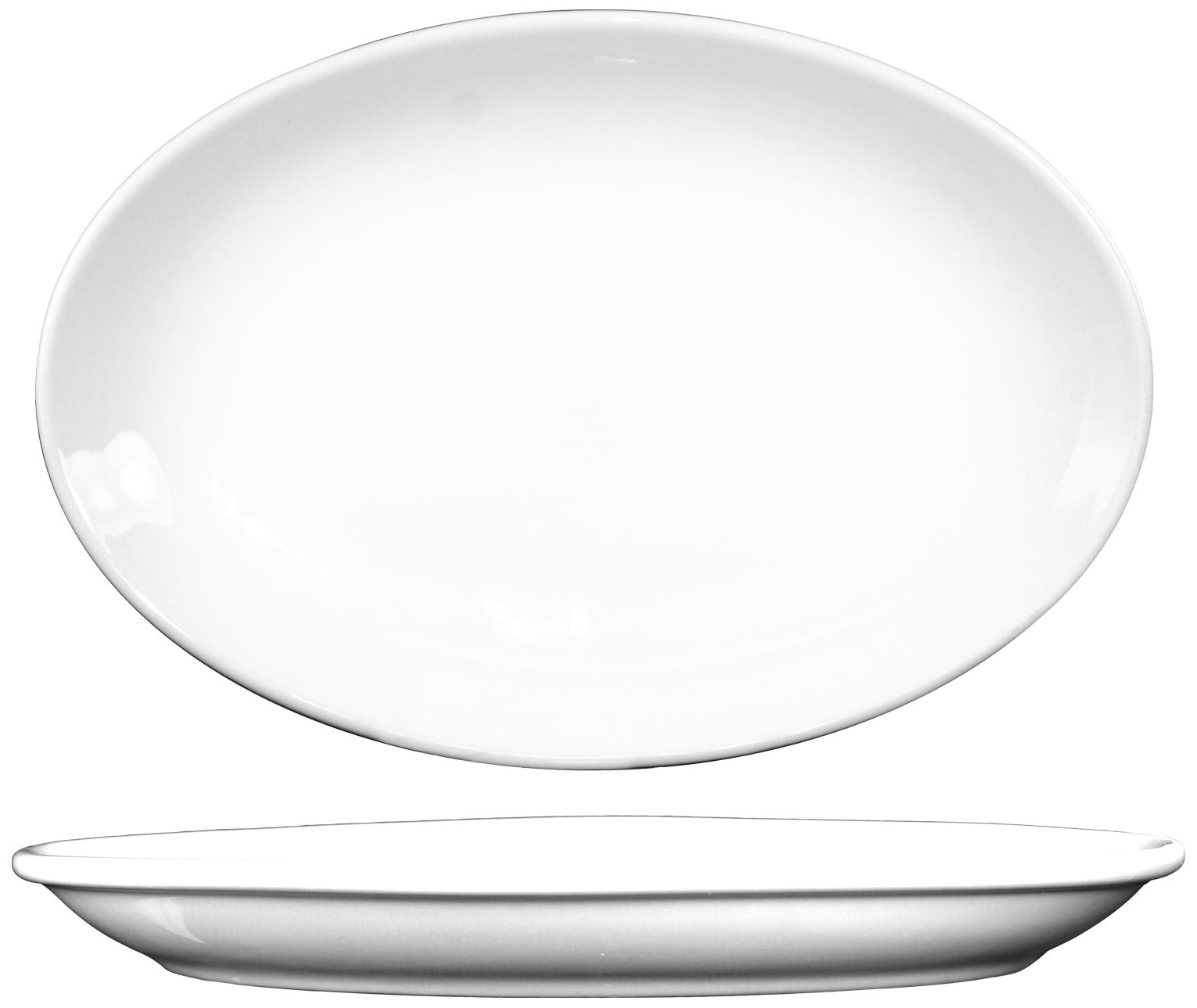 Porcelain Dover 13-1/2 by 9.875-Inch Platter by ITI – Large, Ceramic, White, Pack of 24, Model DO-14