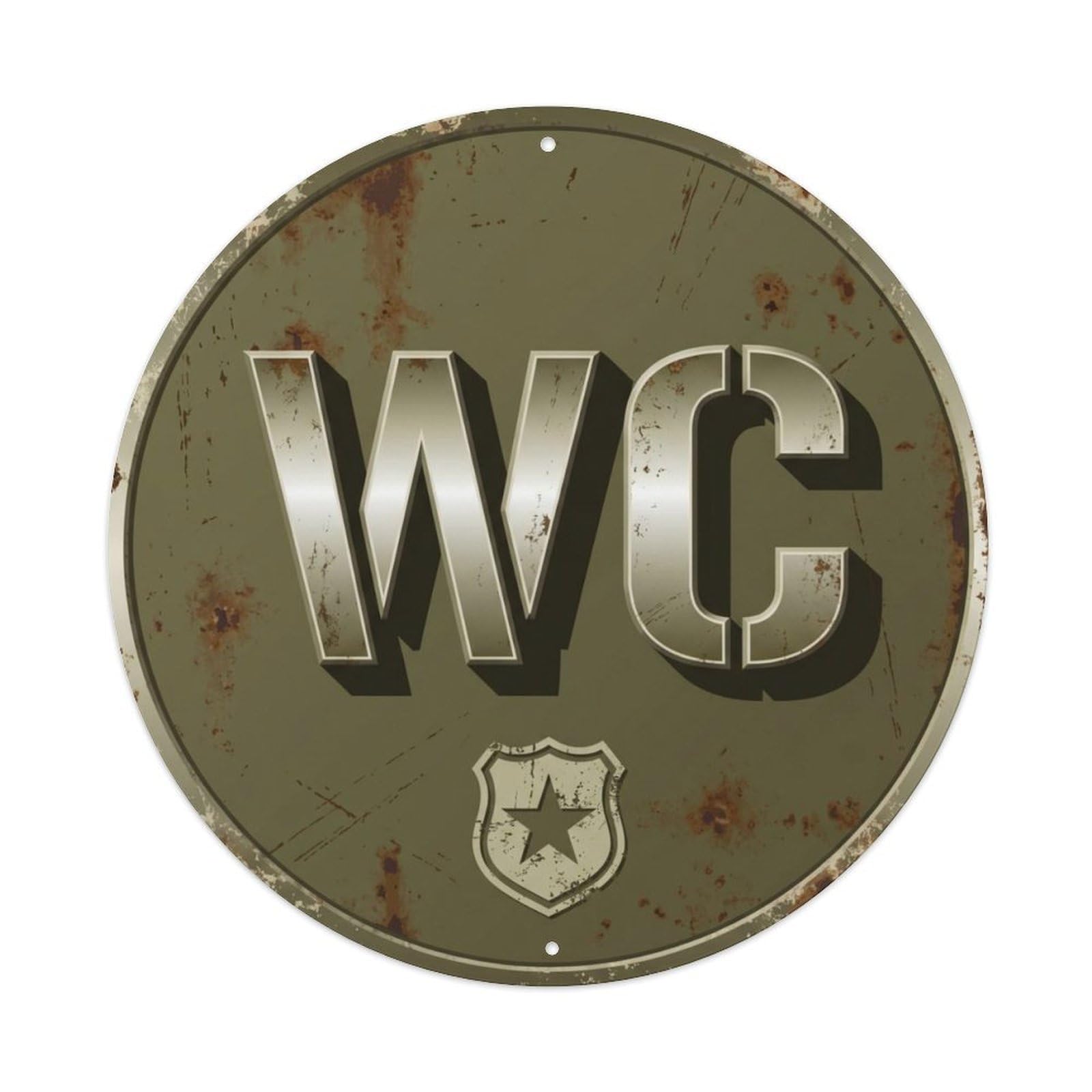 Toilet （WC） Garrison Plate Metal Tin Sign Plaque Wall Decor for Cafe, Club Bar, Office, Home Garden Round Metal Poster 8x8Inch