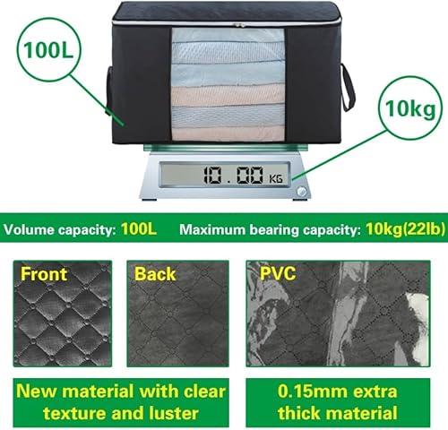 Miniatura 4 de Kleideraufbewahrungstasche mit großem Fassungsvermögen, Organizador mit verstärktem Griff, dicker Stoff für Bettdecken, Decken, Bettwäsche, faltbar