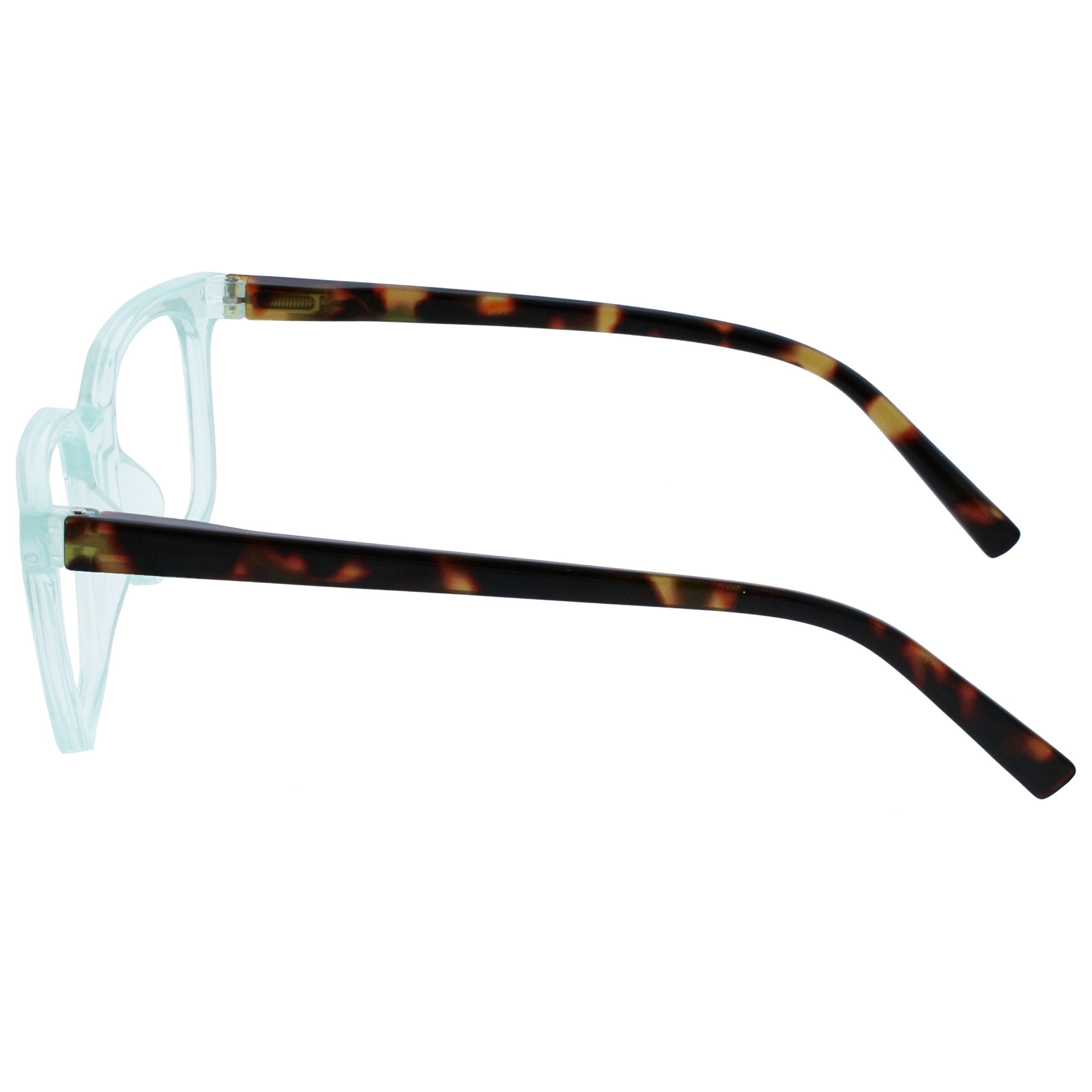 OPULIZE KOI Gafas de Lectura - Elegante Marco Rectangular Ancho - Visión Óptima - Turquesa - Hombre Mujer - Bisagras de Muelle - R50-Q - +1.50