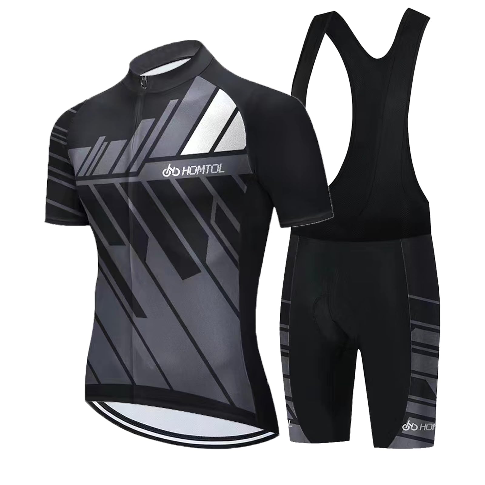 HOMTOL Abbigliamento Ciclismo da Uomo Maniche Corte Completo Bici Completo Ciclismo Manica Corta Tuta Ciclismo Uomo Pantaloncini con Bretelle in Gel 3D Traspirante e ad Asciugatura Rapida