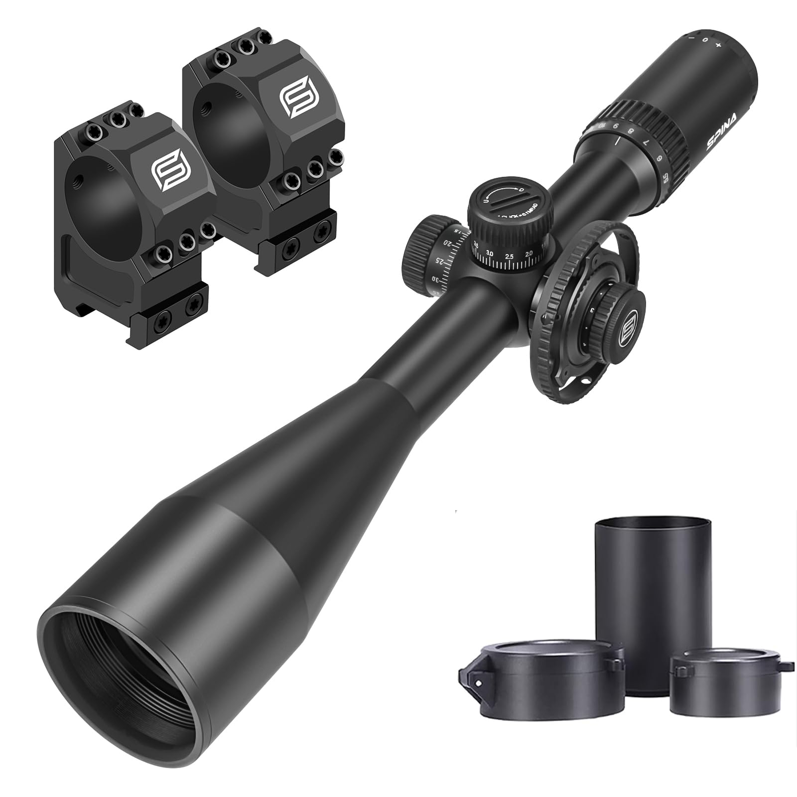 SPINA OPTICS 5.5-22x56 FFP Lunette de visée- 1 / 10mil Premier Focal Plane viseur avec Filet d'éclairage, Pare - Soleil, Roue parallaxe