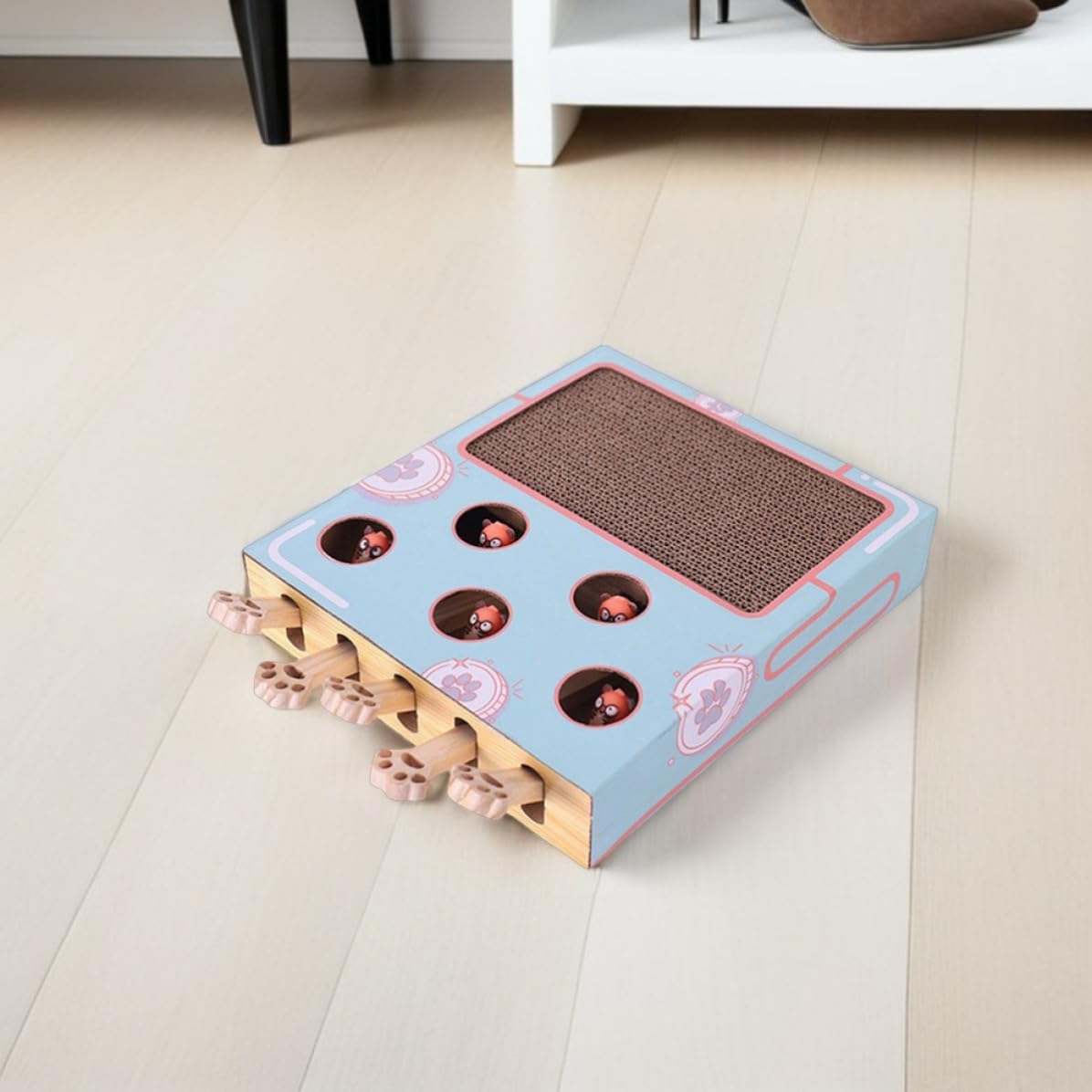 Hemobllo 2 Pezzi Gioco Interattivo per Gatti Tavola Graffiabile in Abs | Cartone Ondulato, Formato Board Portatile, per Viaggio e Esercizio Indoor, Adatto a Pet e Kitten