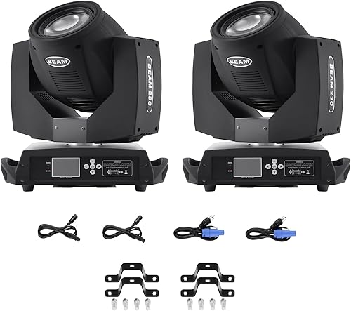 TRY-YEAN Paquete de 2 luces de cabeza móvil de 230 W de 16 canales y 16 prismas móviles con pantalla LCD, 12 colores 14 patrones GOBO DMX512 luces