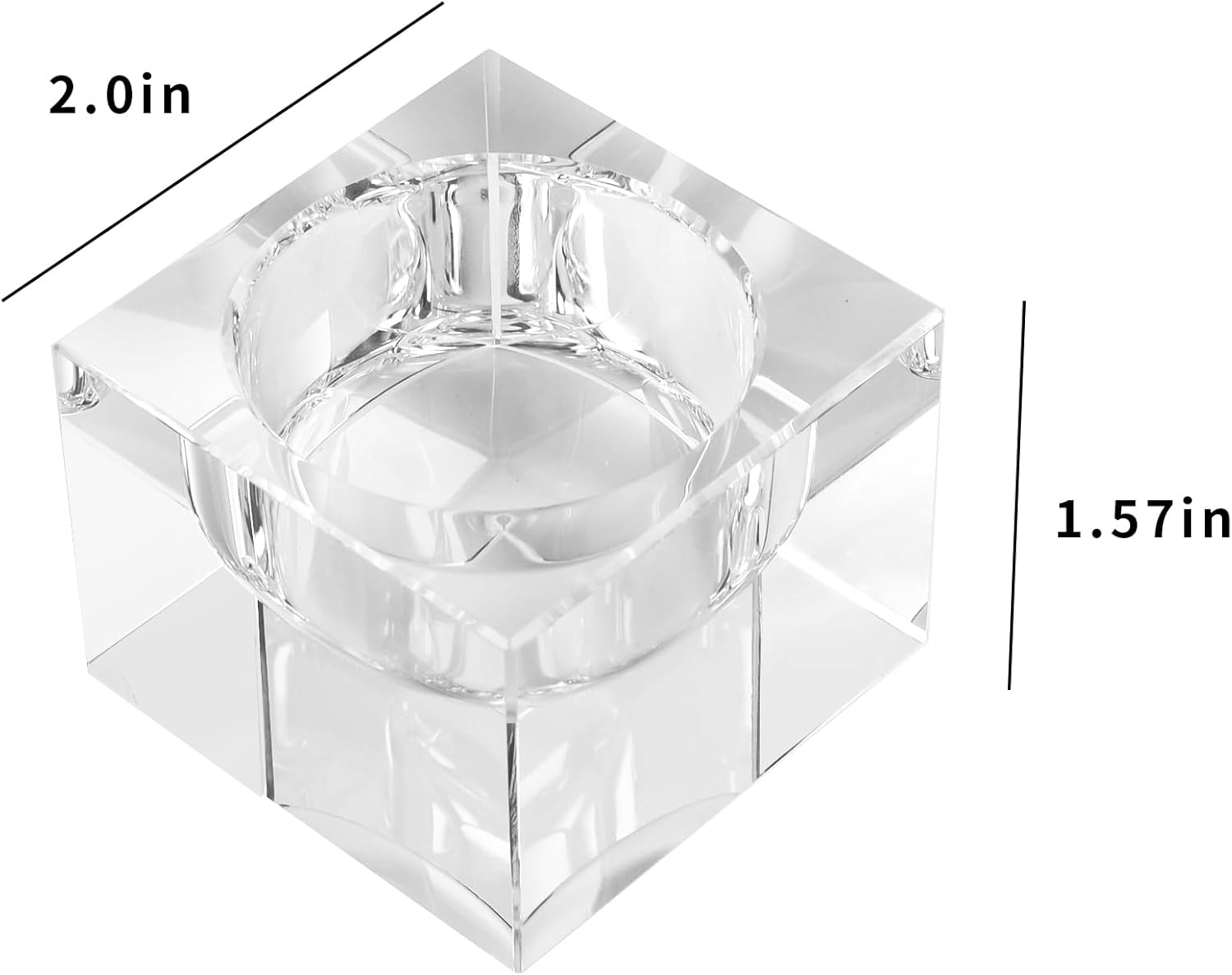 Home Crystal Tealight Candle Holders Pack of 4, 1.5 Inches Height, Heavy Solid Square Hand Cut Tealight Holders Sets, Centerpiece for Home Decor(Clear) - Image 2