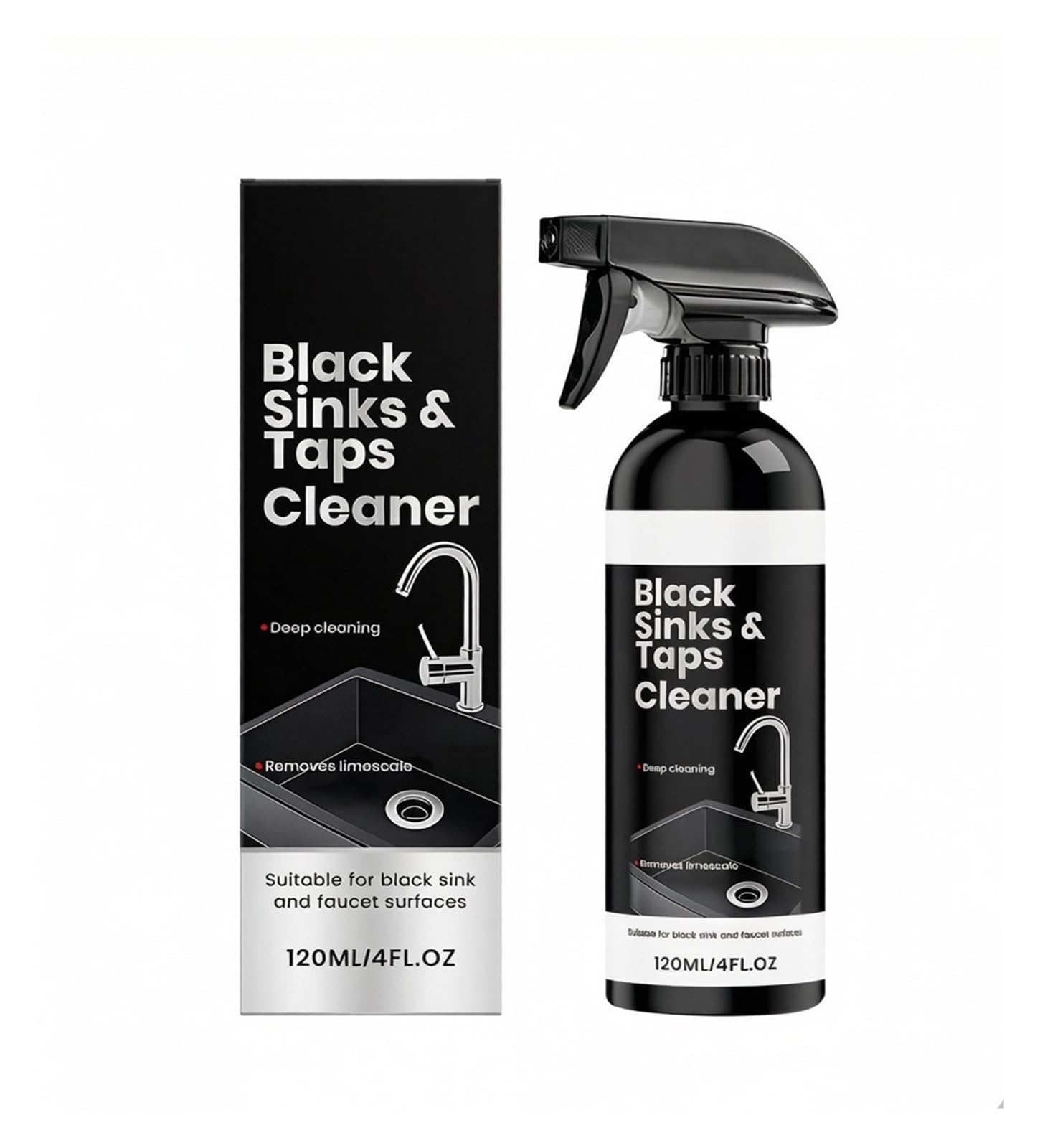 Limpiador de cal 120 ml, elimina las manchas en fregaderos y grifos negros(2pcs)
