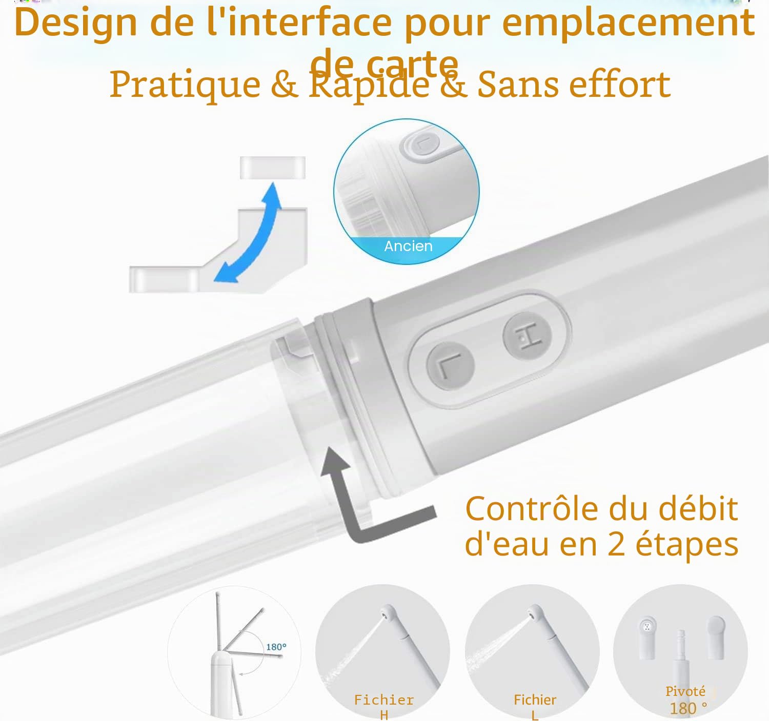 Bidet de voyage portable par YAMI, IPX6 Bidet électrique étanche avec film de décompression automatique et buse Réglage de 180 degrés Parfait pour le lavage de bébé, soins personnels