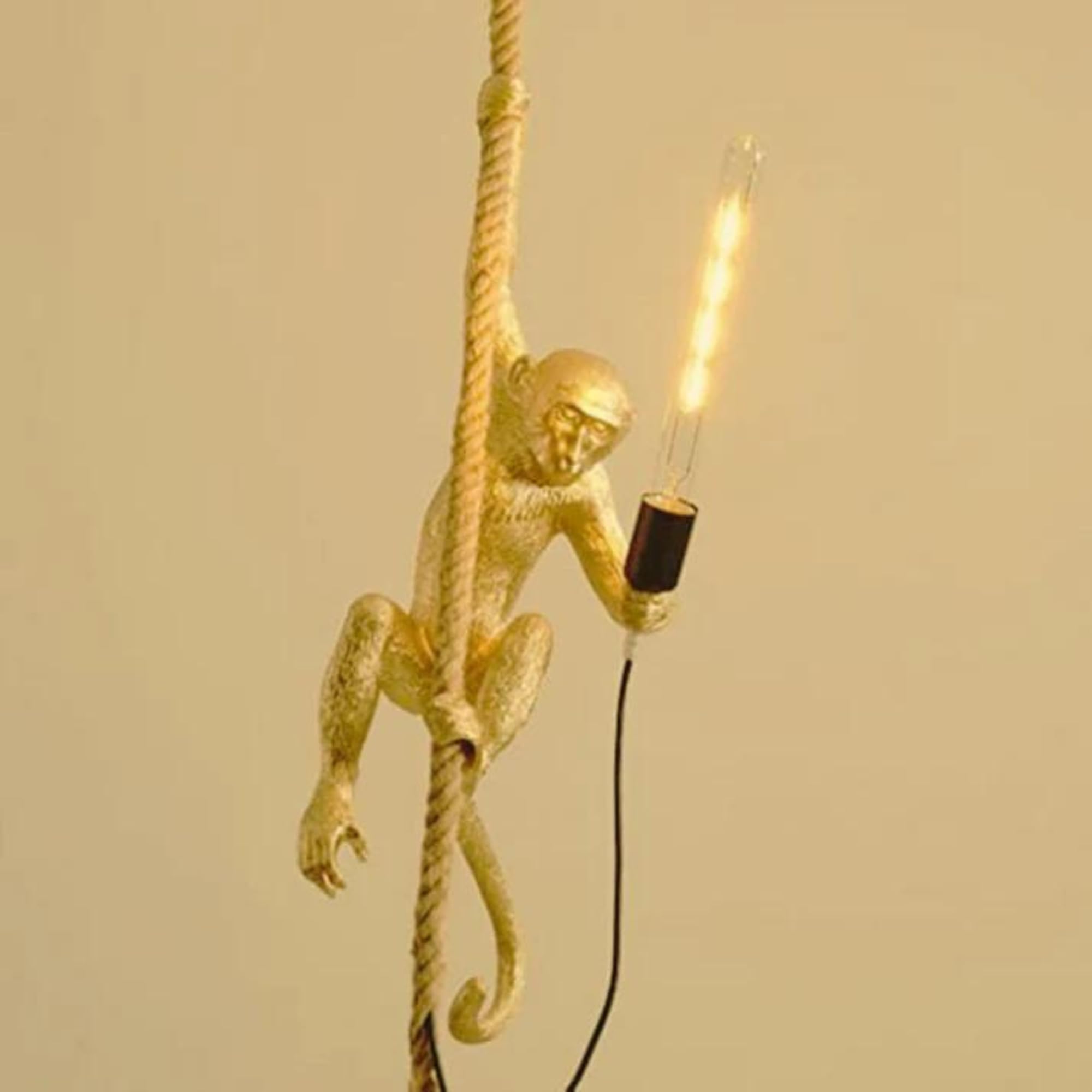 SUNSHINE ART Modern Art Monkey Decorative lamp |Antique Hanging Pendant Monkey |Gold | resin Durable Decorative Lighting Fixture |Children kids Bedroomo|For Living Room, Bedroom, Office, Restaurants & Coffee Shop Resin Monkey Light Decoration Items (Gold)