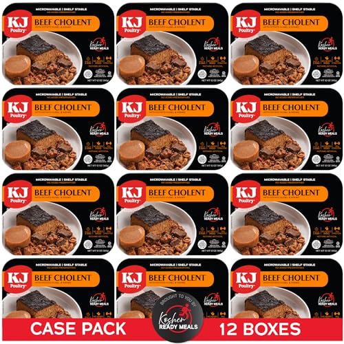Image of KJ Poultry Kosher Ready Meals - Beef Chulent & Kugel, MRE Meat Meals Ready to Eat, Shabbos Food (12 Pack) Prepared Entree Fully Cooked, Shelf Stable Microwave Dinner Travel, Military, Camping Survival