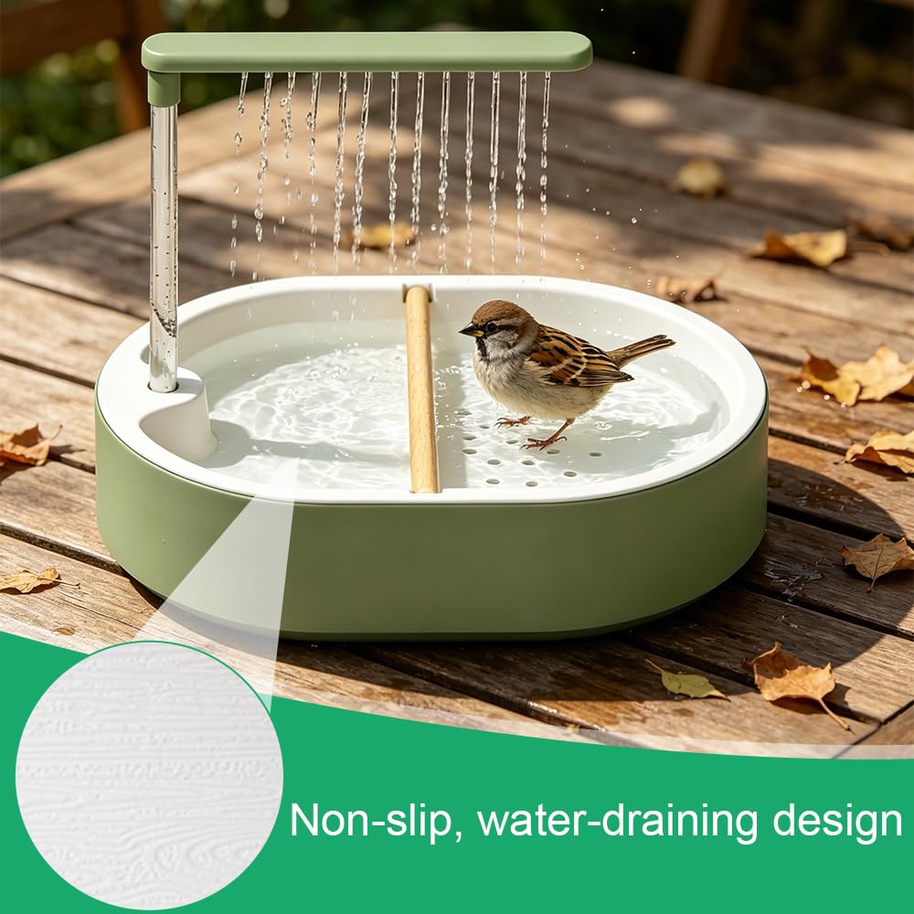 Vogeldusche Wellensittich, Wellensittich Dusche mit Wasserfall und Zirkulierendem Wasser, USB Stromschleife Vogeltränke Balkon, Automatisches Vogelbad (Linientyp)