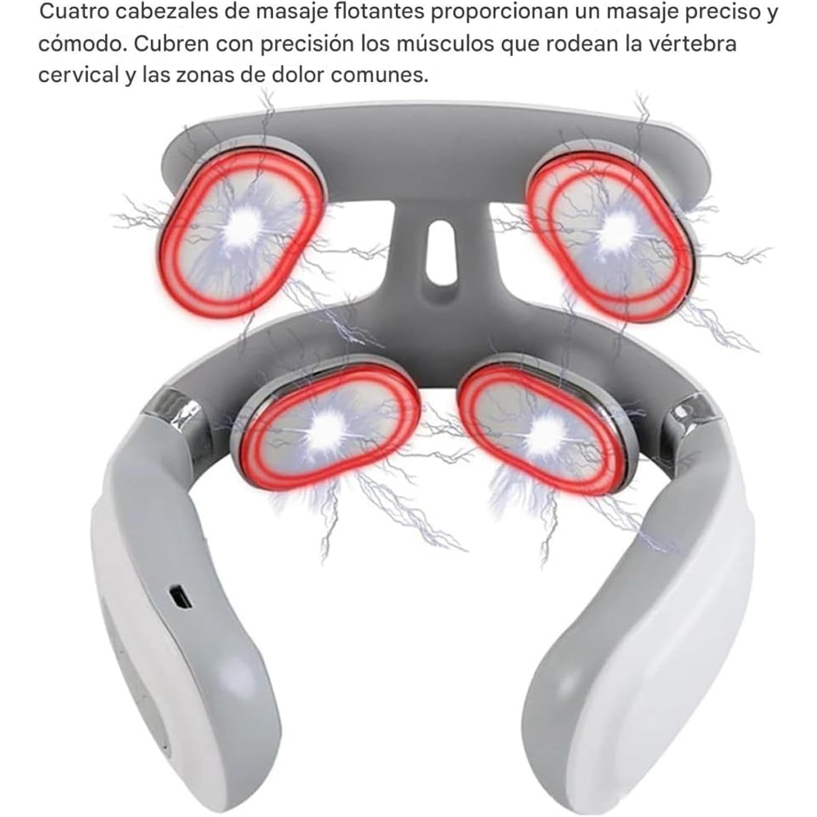 Restify Pro Masajeador Cervical Con Cuatro Cabezales De Calor, Alivia Dolor Y Tensión Muscular, Apagado Automático 15 Min, Diseño Portátil, Ideal Para Hogar, Oficina Y Viajes. (1 Pcs)