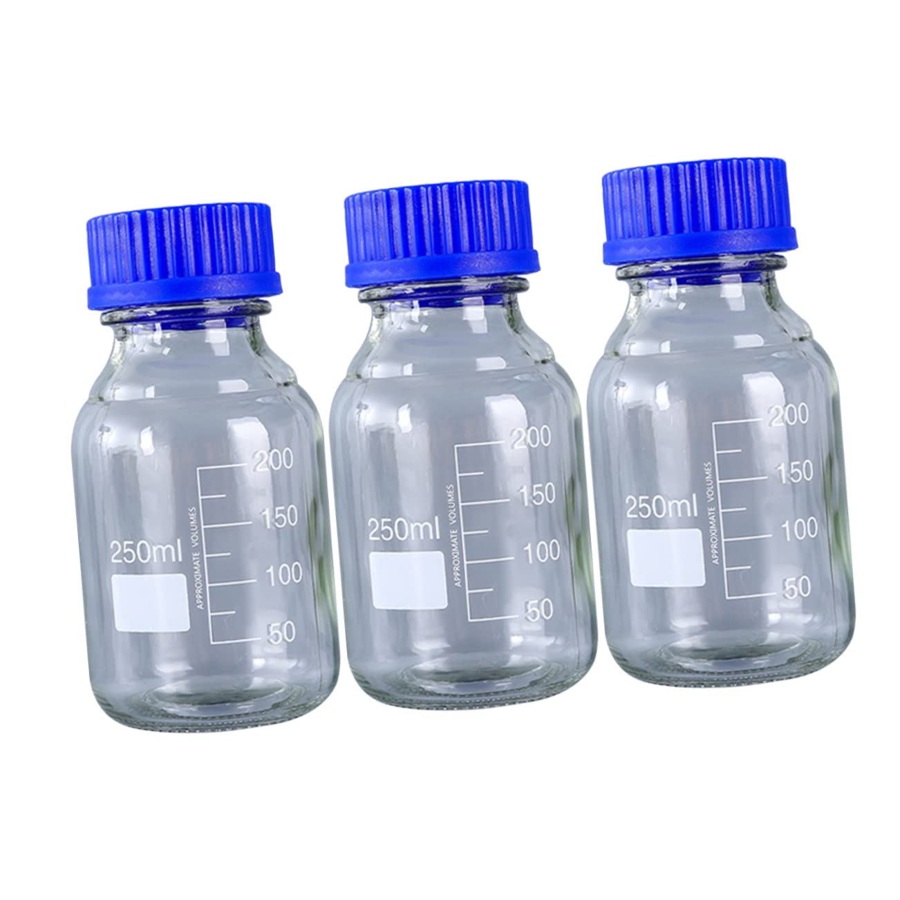 Luxshiny 3 Stück Reagenzflasche 250ml aus Glas für Chemikalien