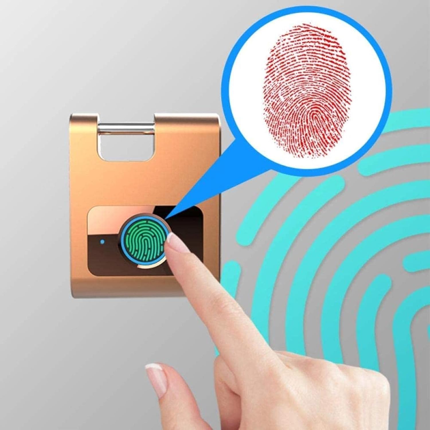 1個指紋南京錠スマートBluetooth電話アプリロックセキュリティドアロック屋外ドア南京錠ライン