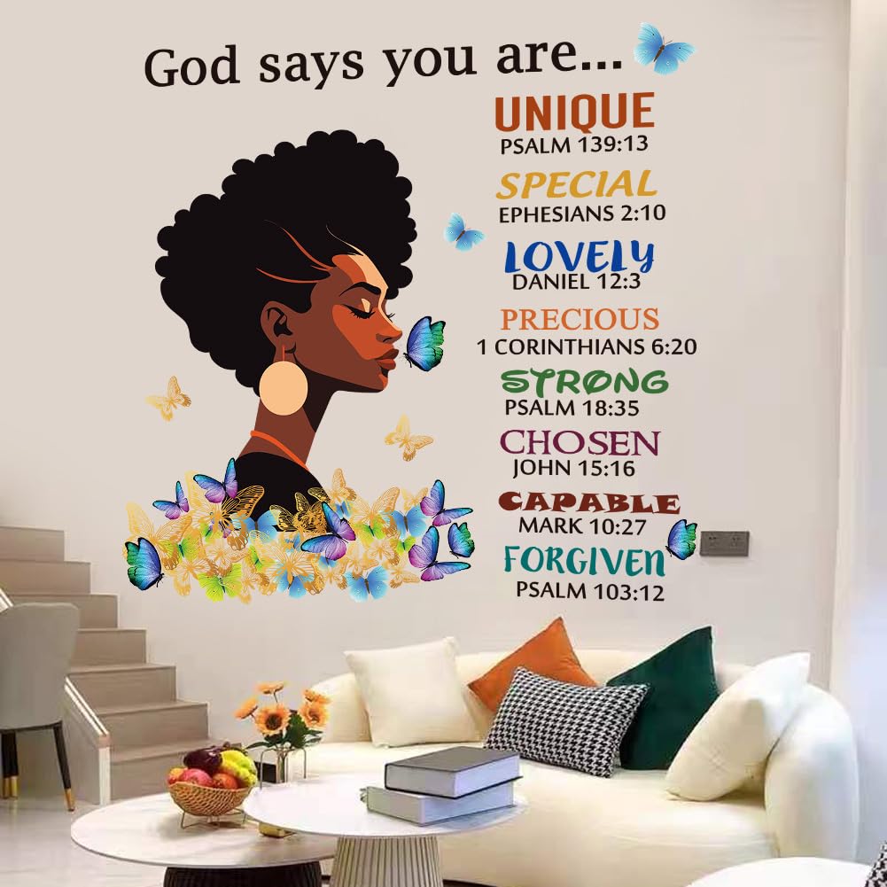 Amazon.com: Black Girl Wall Stickers God Says You are Wall Decals ...