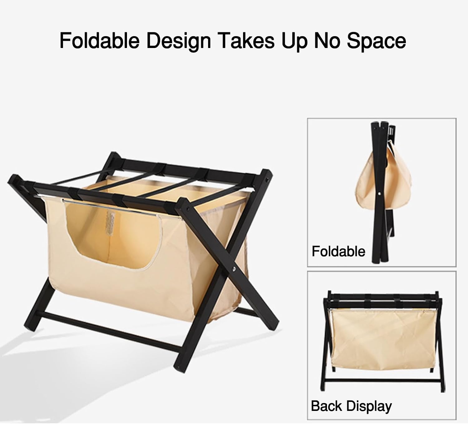 Home Luggage Rack, Foldable Suitcase Holder with Oxford Storage Bag, Suitable for Guest Rooms, Hotels, and Bedrooms