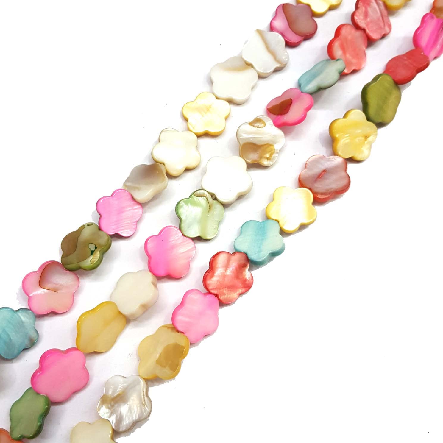 Jaipri 15mm, 2 Strands, Mother of Pearls Shell, 16 inches, 26+ Beads in Each Strand