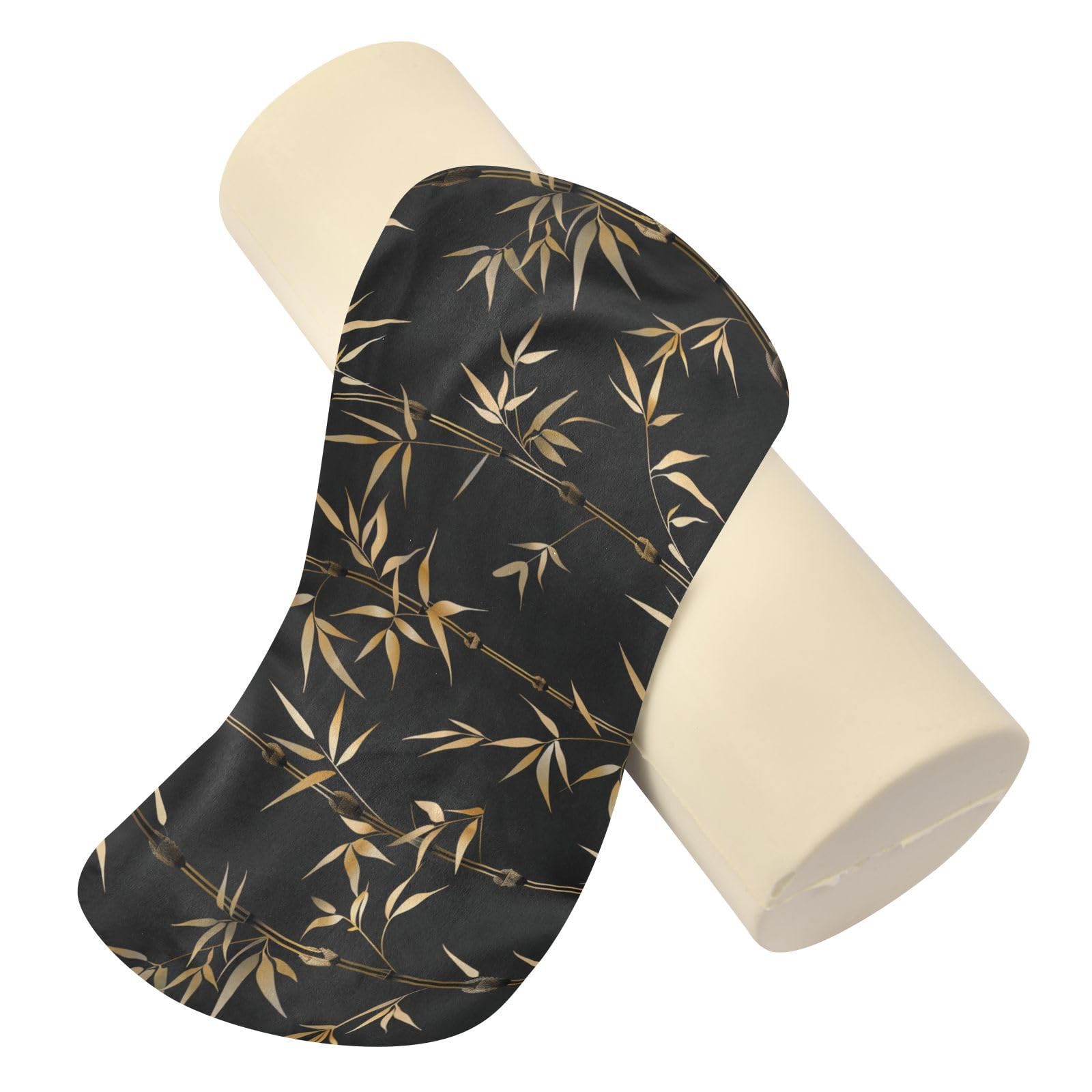 miaozhen William Morris Gold Black Cylinder Roll Pillow Bolster Pillow for Legs Sleeping almohada para cervicales y Cuello 5.5''x17''