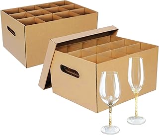 2 Pack Wine Glass & Dish Moving Boxes with Handles & Lids,Kitchen Storage Kit