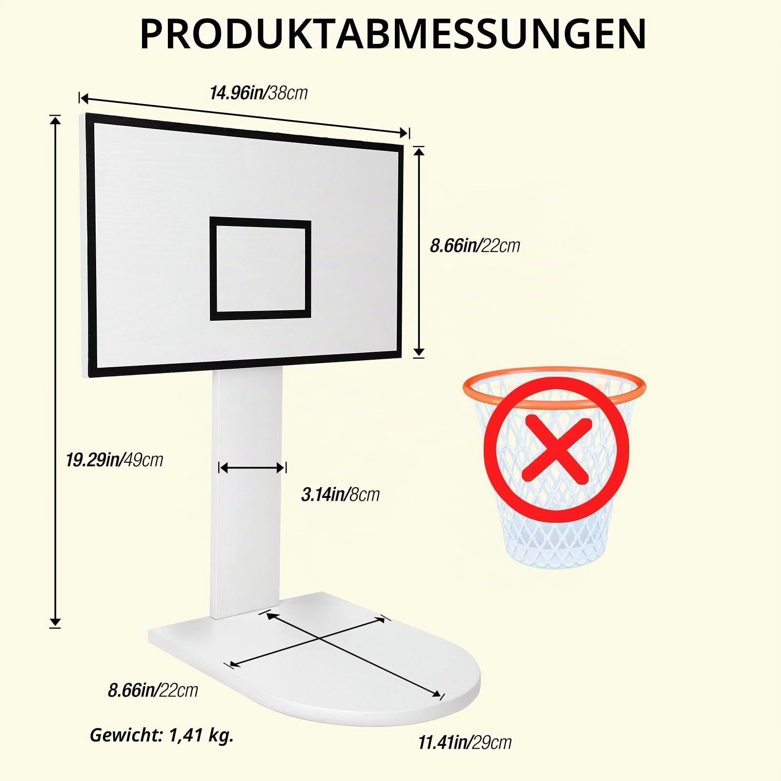 MORNING SUN mini Innenbereich BasketballKorb für Mülleimer (Mülleimer Nicht im Lieferumfang enthalten),Basketball Deko aus Spaß für Büro oder Wohnzimmer – Lustiges Wurfbrett mit Basketball-Korb