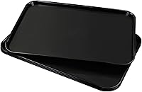 Vista 8 de Bandeja grande de plástico negro, bandeja rectangular multiusos, paquete de 4, 25.24 pulgadas de largo x 17.6 pulgadas de ancho