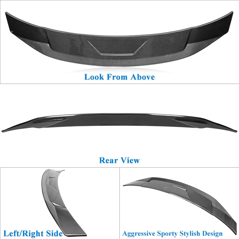 Trunk Spoiler Wing Compatible with 2020-2023 Hyundai Sonata, Carbon Fiber Look Rear Spoiler