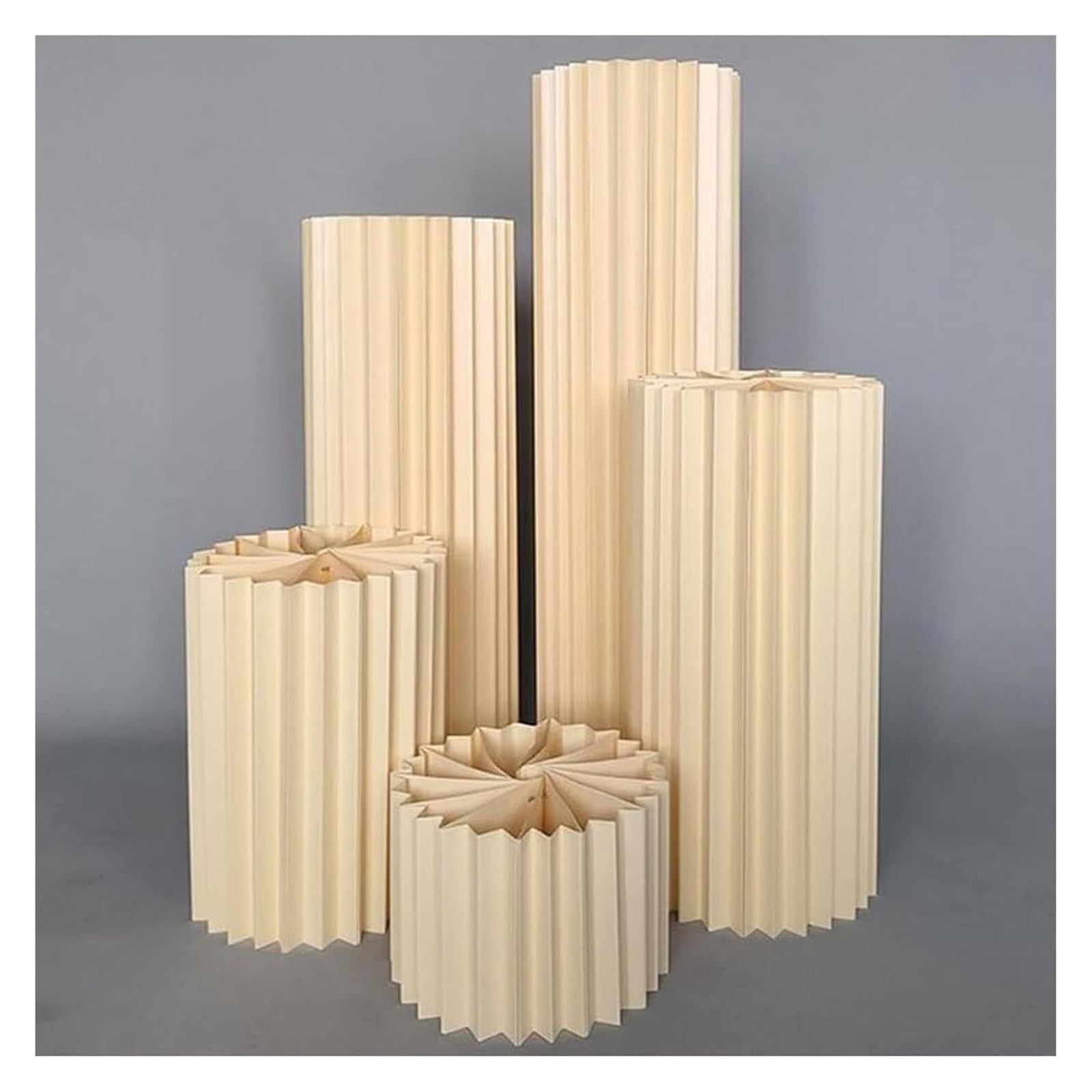 CXGfdghD plinth， 5PCS Round Cylinder Stands For Party Wedding Centerpieces Cardboard Vases,Foldable Display Paper Columns(Beige,40cm)