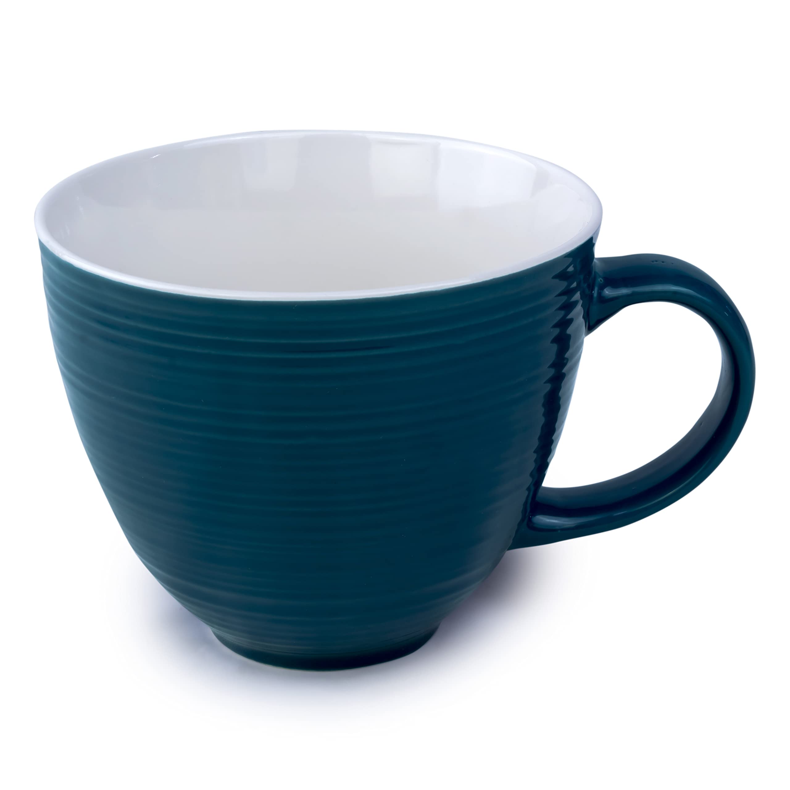 Bone China Shallow 380ml Porcelain Ceramic Cup wide Mug - 10x9cm Dark Blue