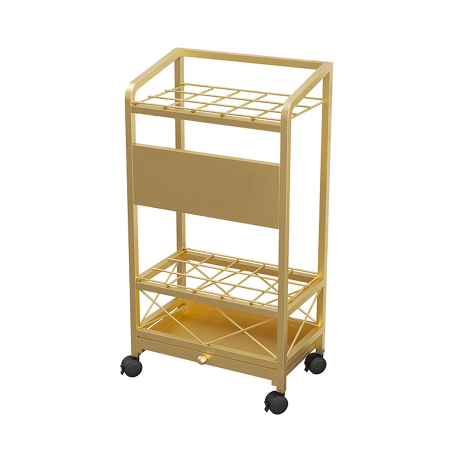 Umbrella Rack, Stand For Entry Canes With Wheels, Independent Umbrella Storage Organizer, For Office, Home, Hotel, Store (Gold, 40x23.5x70cm)
