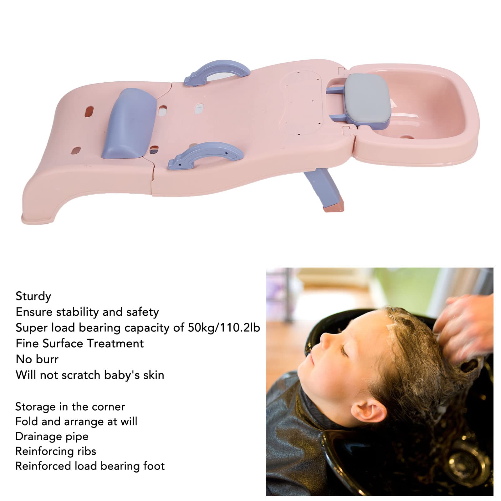 Kinder-Shampoo-Stuhl, faltbar, Kleinkind-Shampoo-Stuhl, Badehilfe, Rutschfester Kleinkind-Haarwaschstuhl mit Shampoo-Becken for Kinder von 0 bis 10 Jahren ()