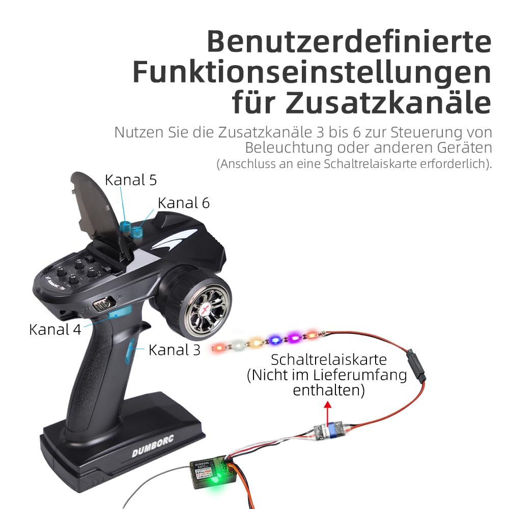 DUMBORC 2 Stück X6FG (eingebauter Gyro) 6 Kanäle 2,4GHz RC Empfänger | DUMBORC X6, X4, X5 Sender, RC Auto, Boot, Panzer, Drifting Auto
