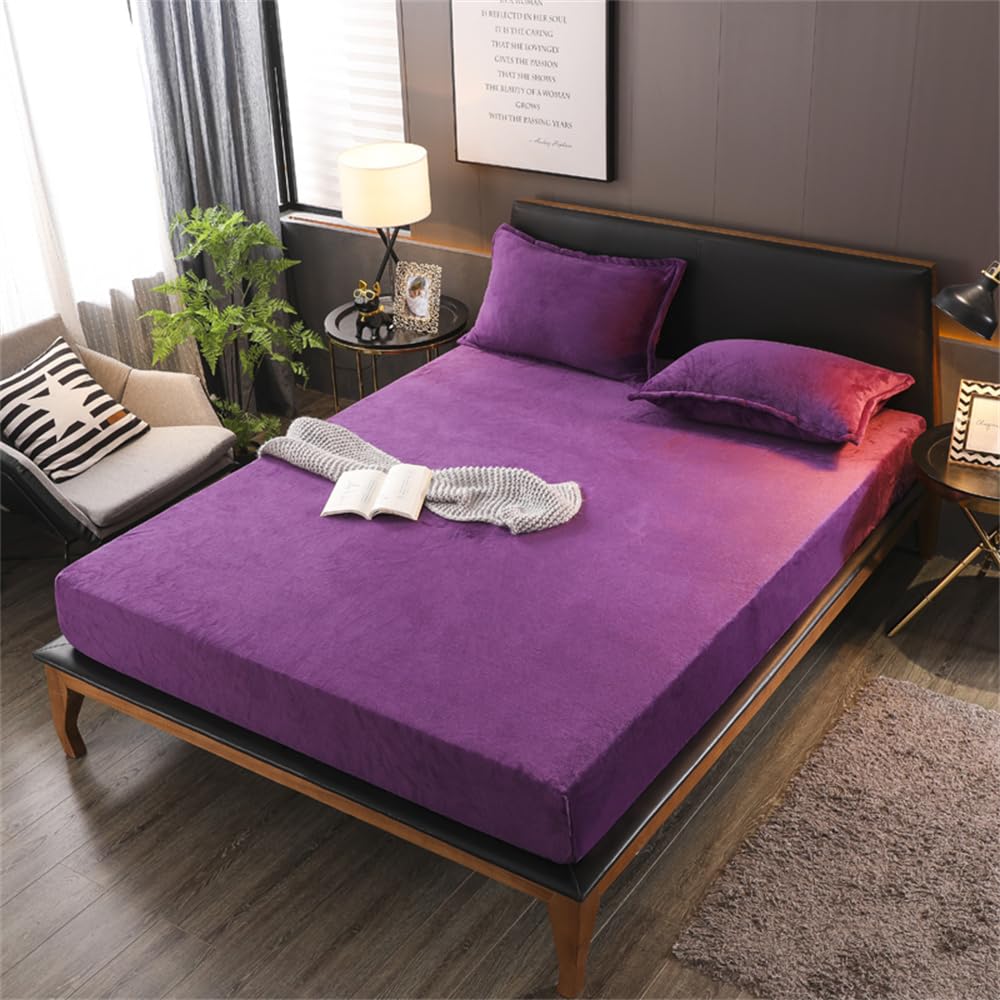 Mateju Fleece Spannbettlaken 200x200cm - Warmes Plüsch Bettlaken Für Winter