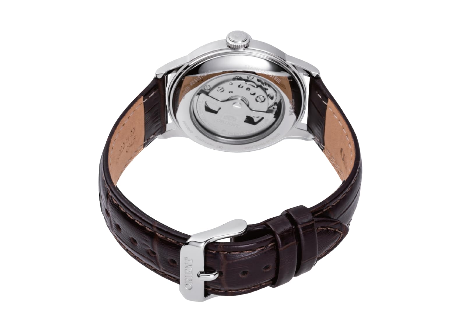Orient Bambino 38mm - Klassische Herrenarmbanduhr mit Automatik Handaufzug, Lederarmband, Edelstahlgehäuse, Analoganzeige - RA-AC0M