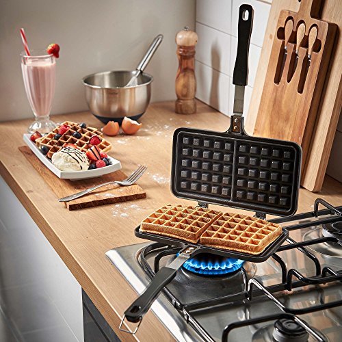VonShef Dual Waffeleisen für den Herd – Doppel Waffeleisen aus Aluminiumguss mit Antihaft-Beschichtung Bakelite-Griff… – Bild 4