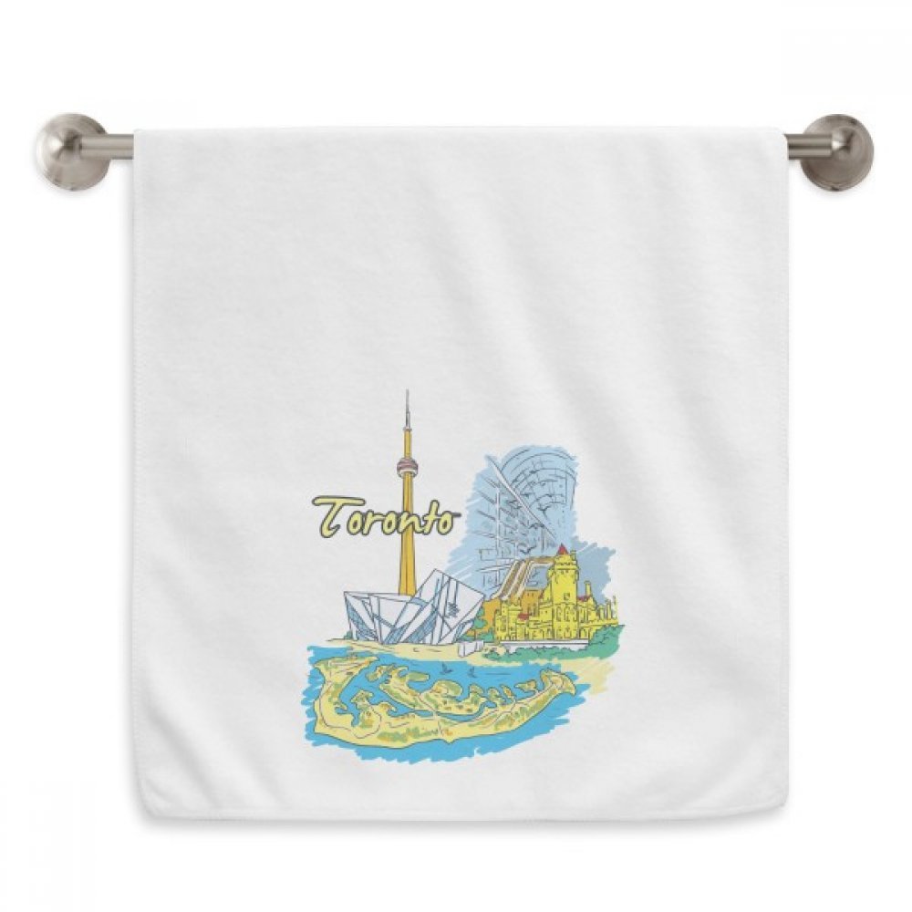 Diadème serviettes moelleuses Canada Toronto paysage blanc au tissage raffiné 13x29 pouces