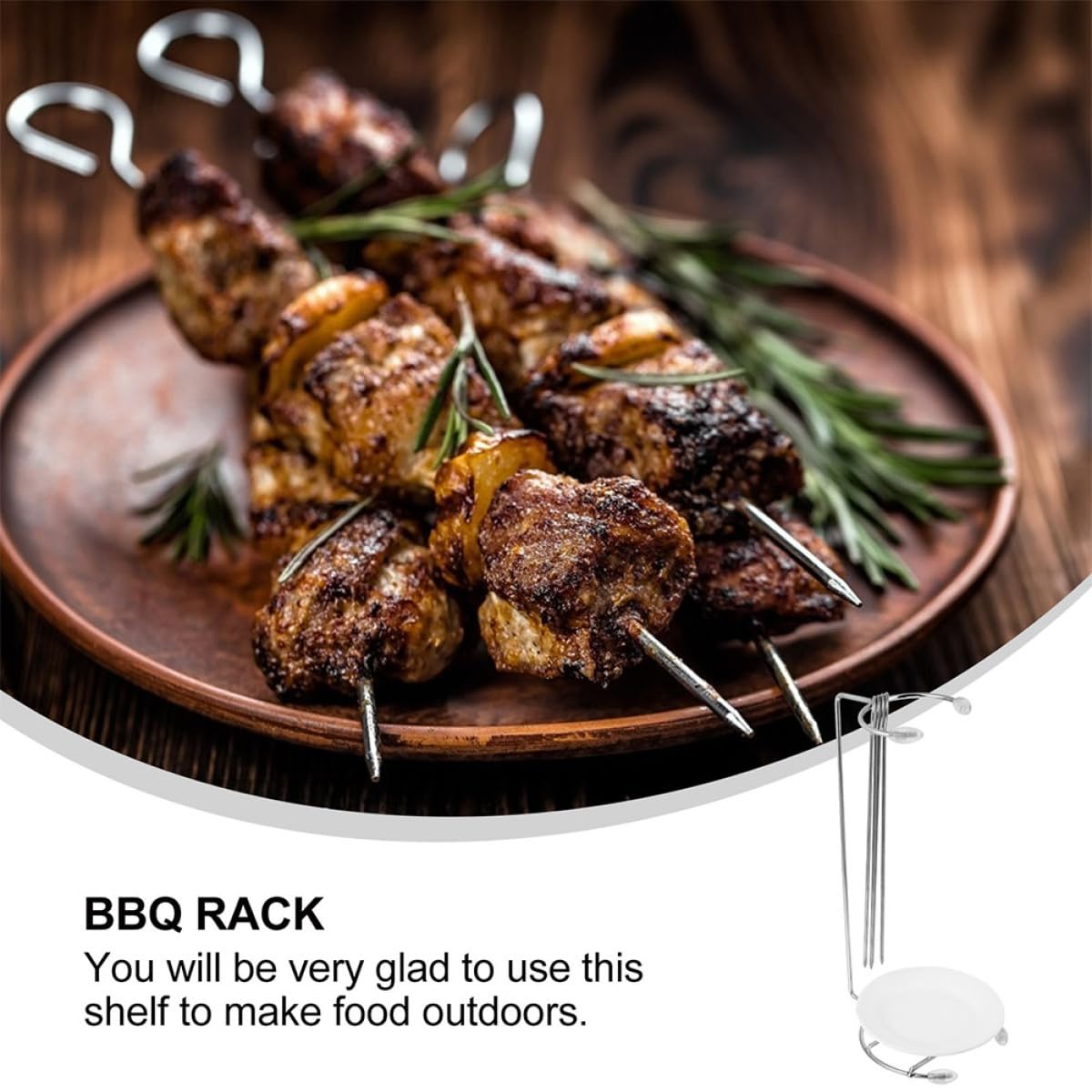 Abaodam Supporto per Barbecue Sospeso in Acciaio Inossidabile Griglie per Spiedini e Accessori, Set da 2 Pezzi per Cucina All'aperto e Uso Domestico, per Grigliate e Campeggio
