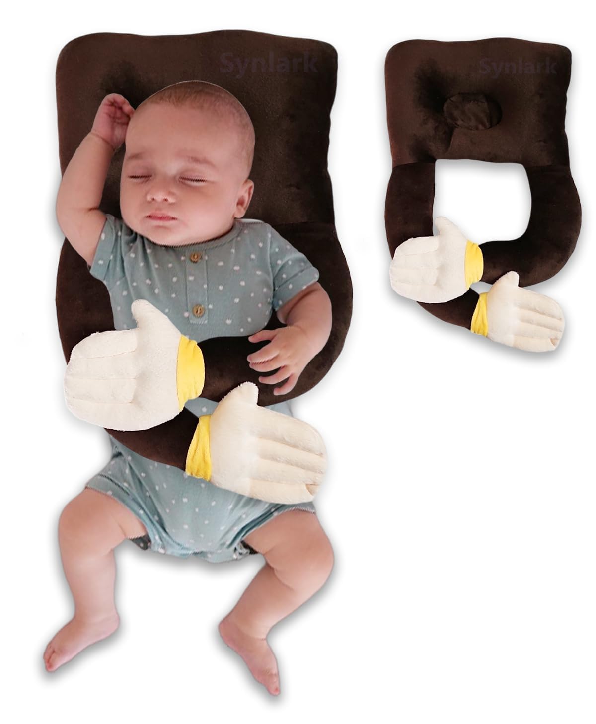 Baby Head Guard Safety Protector Cushion Plush Soft Toy Early Learning Toy Crawling Walking Running Toddler Fall Protection Baby Protector Child Adjustable Shoulder Strap Backpack (Brown, Hand Shape Pillow Takiya)