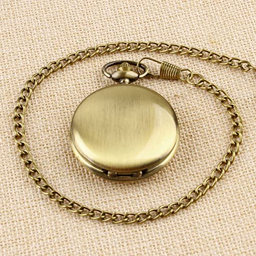 Image of Smooth Pocket Watch Alloy Steel Quartz Roman /Arabic Numerals with 37cm Chain for Father's Day Xmas Best Gifts
