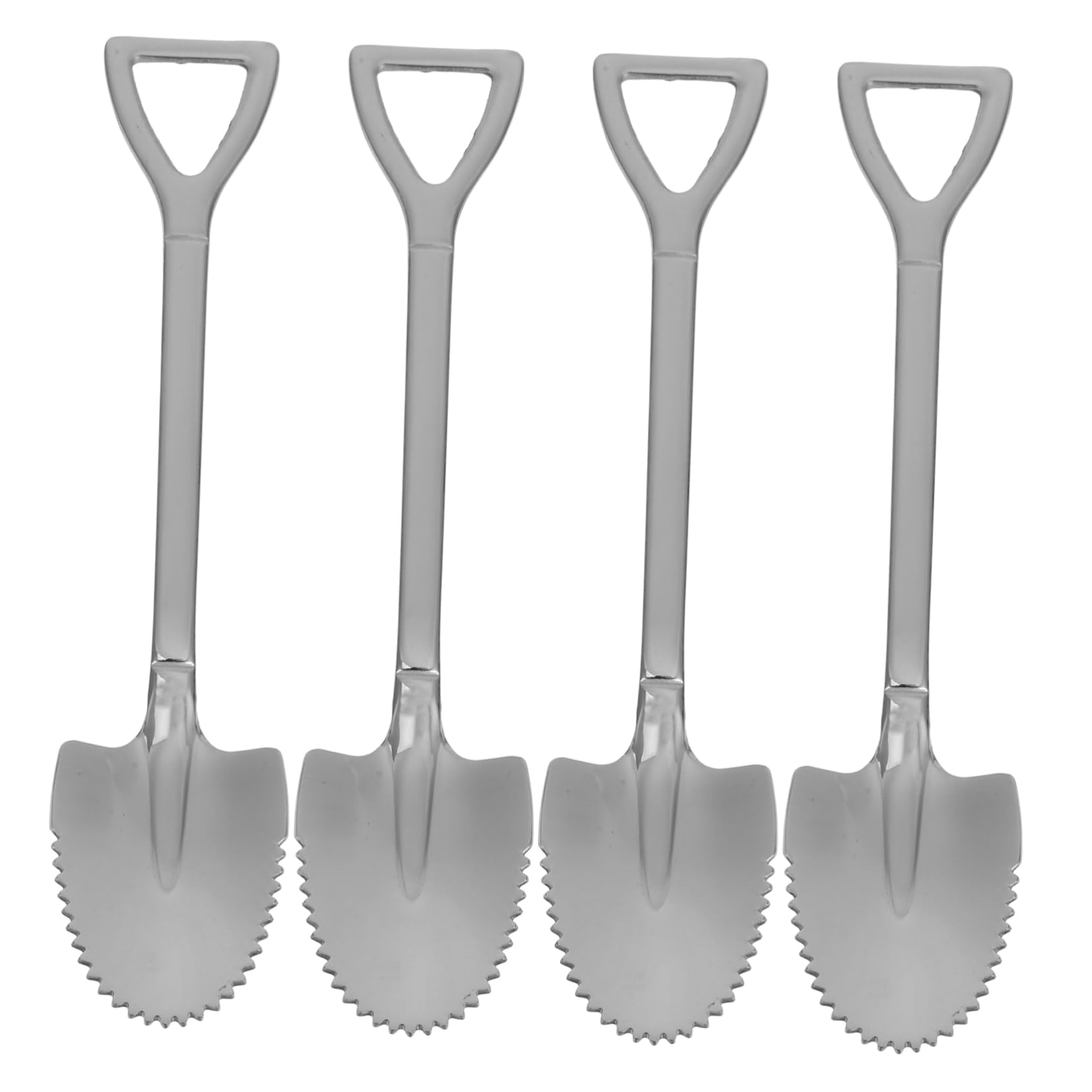 BRIGHTFUFU 4Pcs Stainless Steel Shovel Shape Spoon Creative Fruit Forks with Serrated Edges for Watermelon and Grapefruit and Portable Kitchen Tools