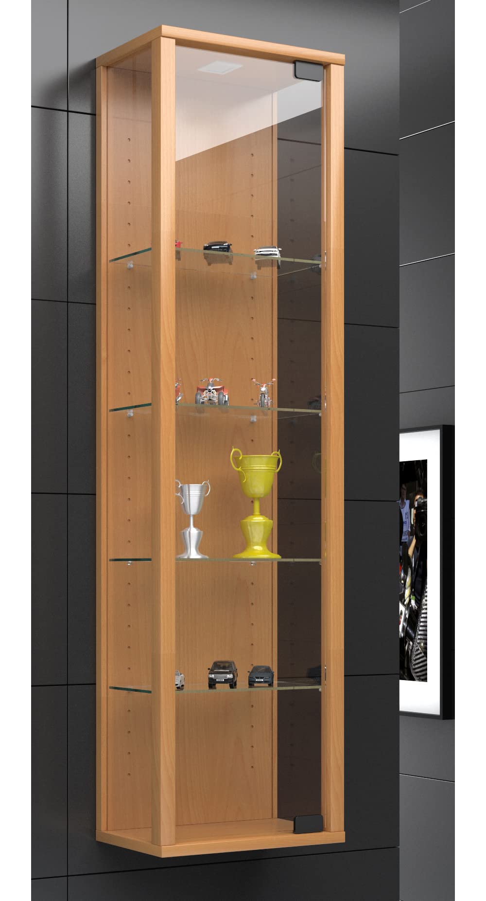 VCM Vitrina Colgante de Pared de Cristal de Haya