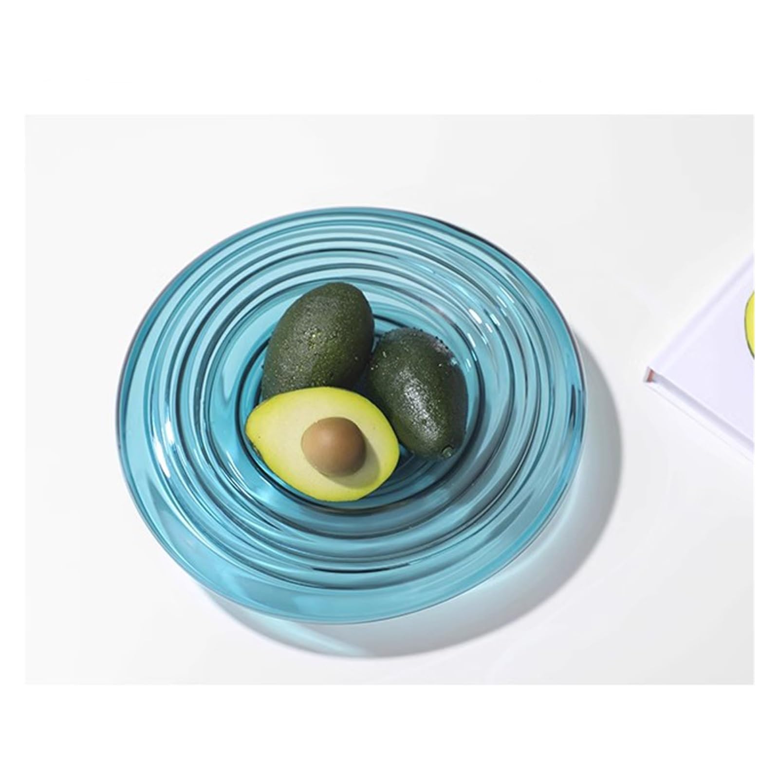 Bandeja de Frutas Plato de fruta de vidrio con rosca azul, adornos simples de escritorio for sala de estar, mesa de centro, bandeja de almacenamiento, adornos de cesta de frutas Bandeja de Verduras