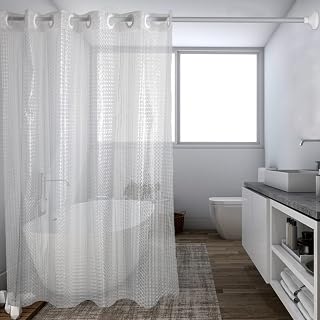 Goodears Plastic Shower Curtain, 3D Crystal Hook Free Waterproof Long Shower Curtain Liner Washable PEVA for Bathroom Hotel Spa,70x78 inch