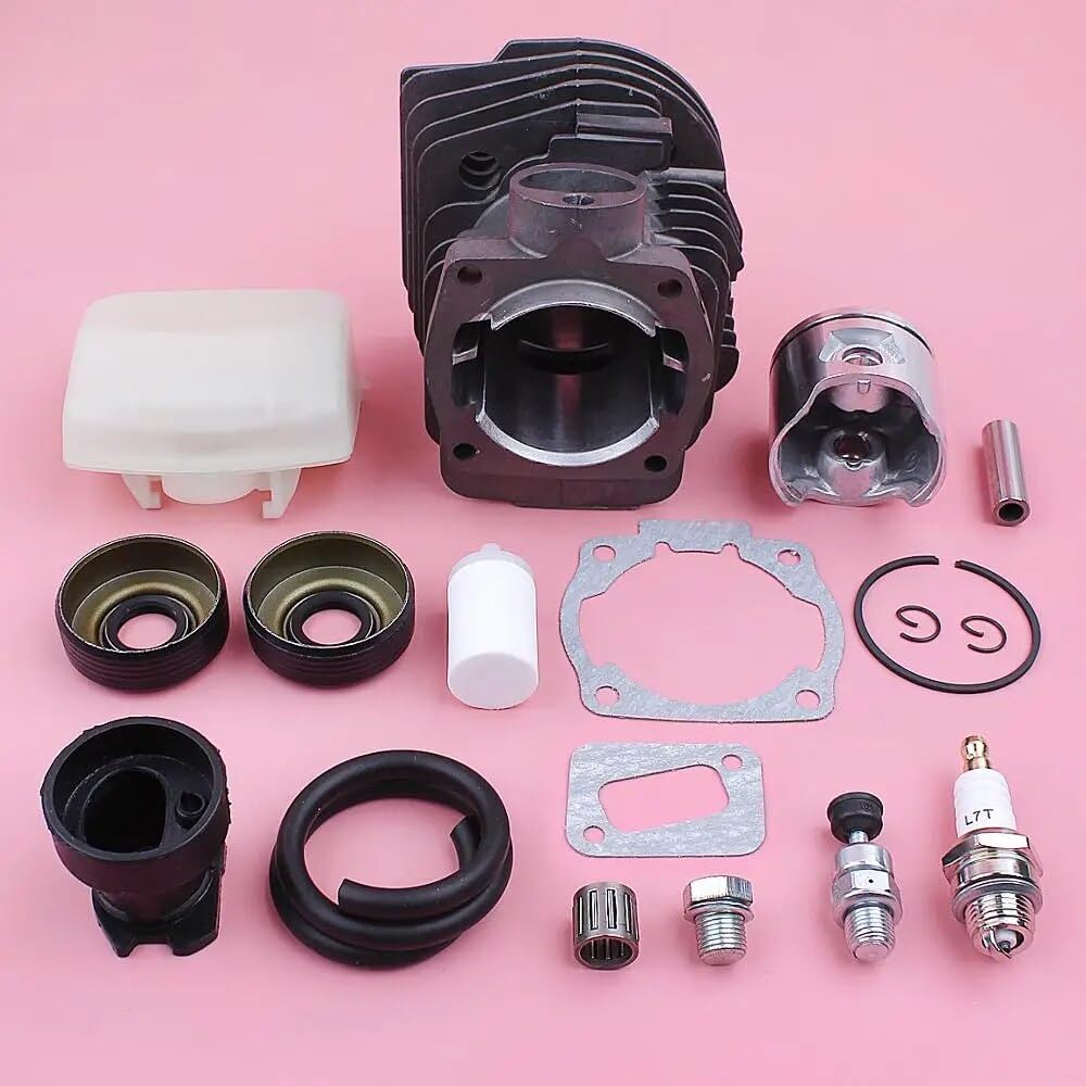 Kit de pistón de Cilindro de 44 mm, for Husqvarna 346XP 350 351 353 Junta de admisión de línea de Filtro de Combustible y Aire Pieza de reemplazo de Motosierra Pistón de Cilindro de jardín